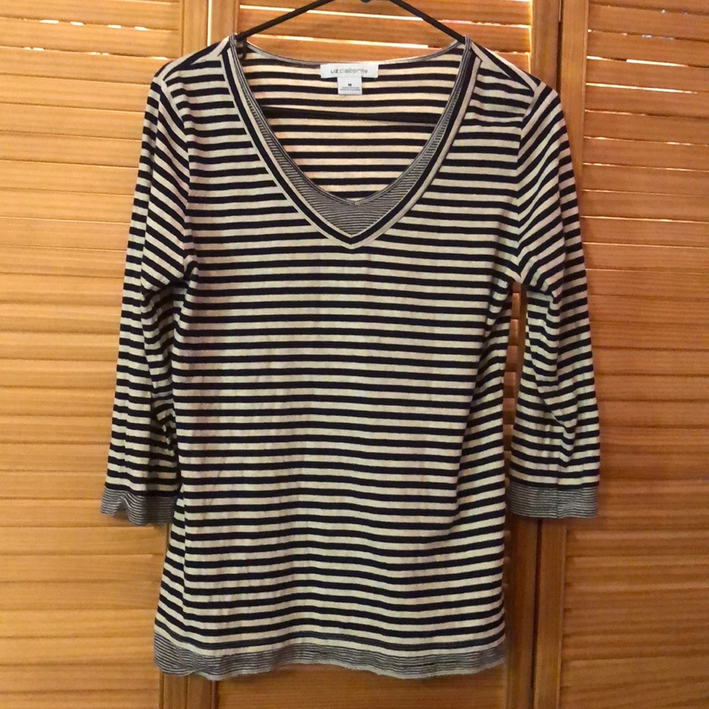 striped long sleeve liz claiborne shirt